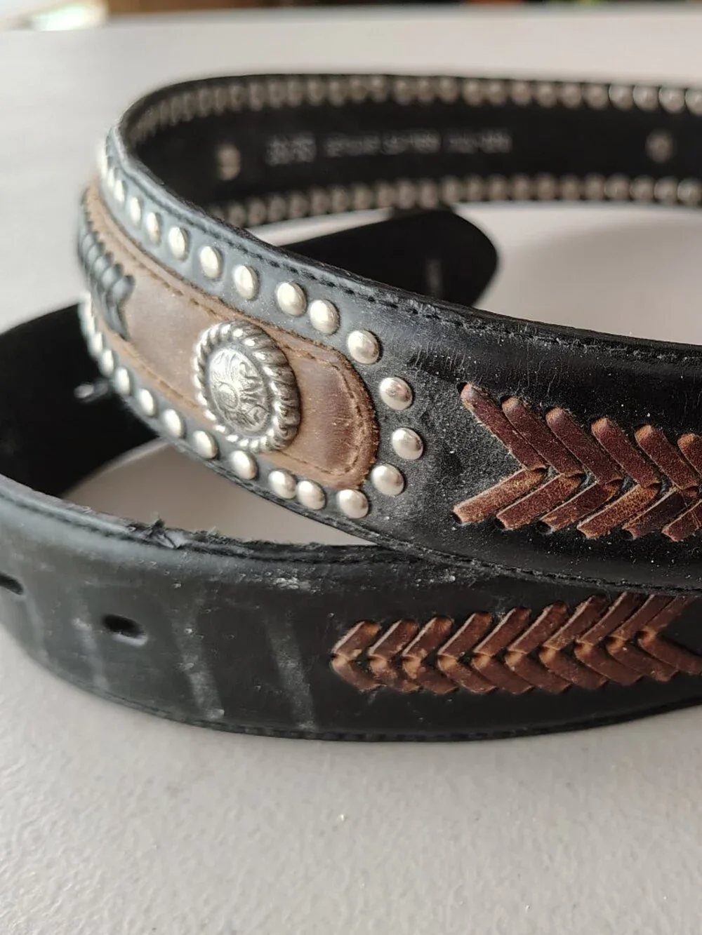 Mens Southwestern Leather Belt Sz 38